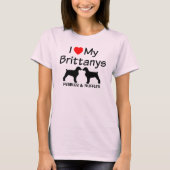 I Liebe My Two Bretany Hunde Shirt (Vorderseite)