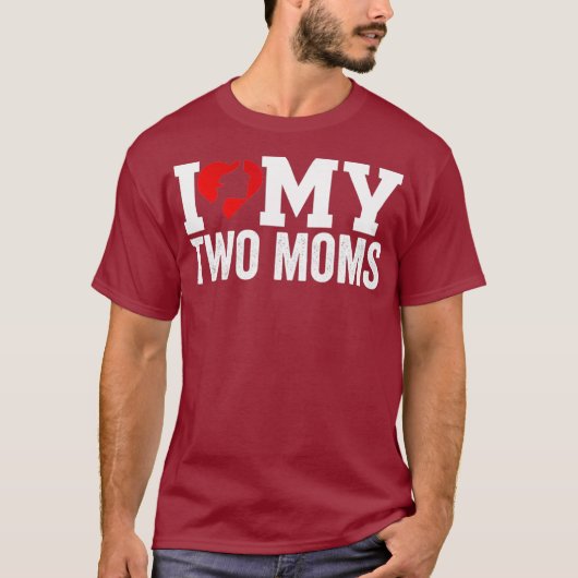 I Liebe My Two Mama Lesbian Tshirt - Mama Herz (Vorderseite)