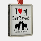 I Liebe My Two Saint Bernard Hunde Ornament Aus Metall (Rechts)