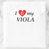 I Liebe My Viola (I Heart My Viola) Ovaler Aufkleber (Tasche)