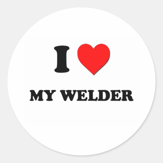 I Liebe My Welder Runder Aufkleber (Vorderseite)
