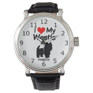 I Liebe My Westie Dog Silhouette Armbanduhr