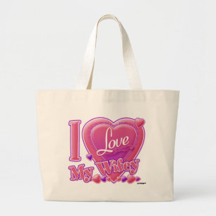 I Liebe My Wifey rosa/lila - Herz Jumbo Stoffbeutel