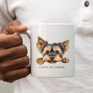 I Liebe My Yorkie Niedlich Watercolor Peeking York Kaffeetasse