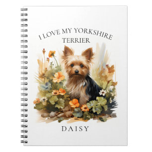 I Liebe My Yorkshire Terrier Floral Dog Portrait Notizblock