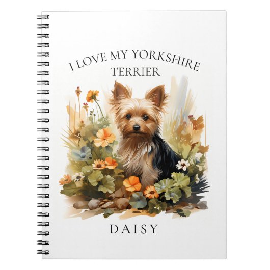 I Liebe My Yorkshire Terrier Floral Dog Portrait Notizblock (Vorderseite)