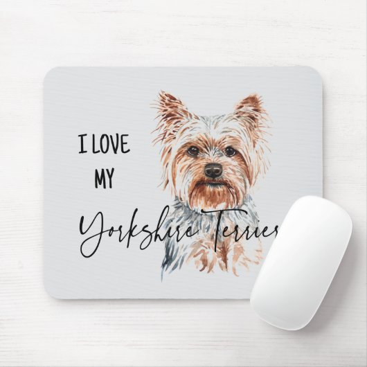 I Liebe My Yorkshire Terrier Watercolo Mousepad (Mit Mouse)