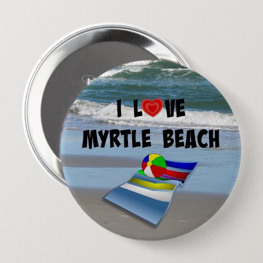 I Liebe Myrtle Beach Button (Vorne & Hinten)