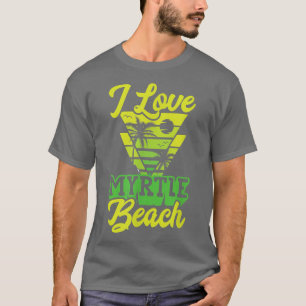 I Liebe Myrtle Beach South Carolina Retro Palm Sun T-Shirt