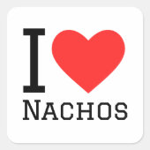 I Liebe nachos Quadratischer Aufkleber (Vorderseite)