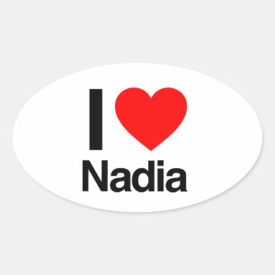 i Liebe nadia Ovaler Aufkleber