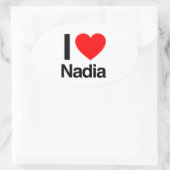 i Liebe nadia Ovaler Aufkleber (Tasche)