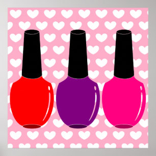 I Liebe-Nagellack-rote rosa lila Nagellack-Kunst Poster