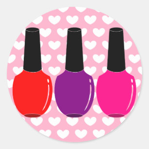 I Liebe-Nagellack-rote rosa lila Nagellack-Kunst Runder Aufkleber