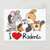 I Liebe Nagetiere niedlich Cartoon Postkarte (Vorderseite)