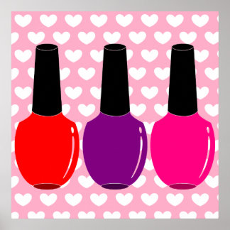I Liebe Nail Polnisch Rosa Lila Nagelart Polnisch  Poster