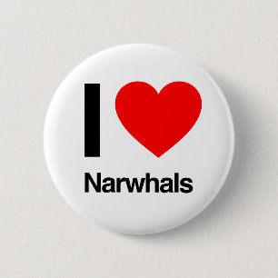 i Liebe Narwhals Button