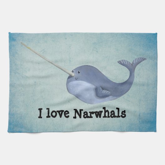 I Liebe Narwhals Geschirrtuch (Horizontal)