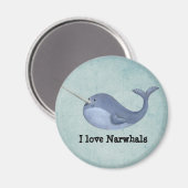 I Liebe Narwhals Magnet (Vorderseite/Rückseite)