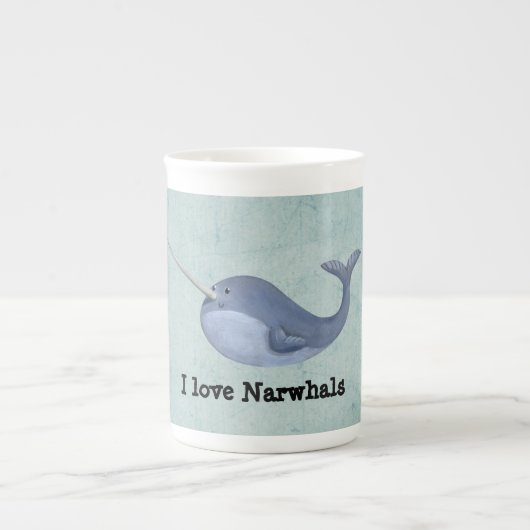 I Liebe Narwhals Porzellantasse (Vorderseite)