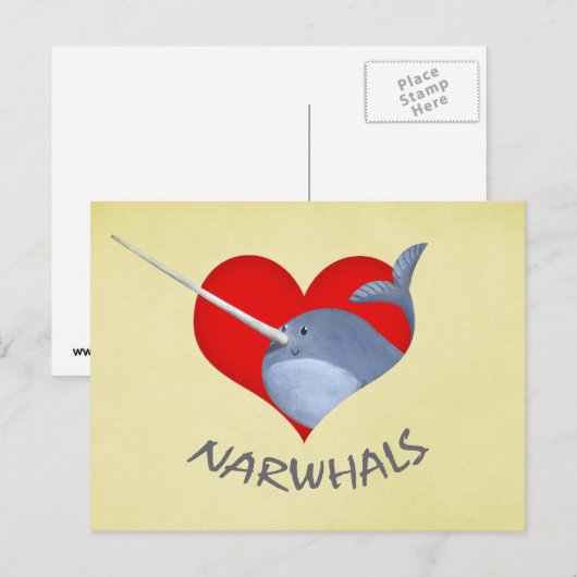 I Liebe Narwhals Postkarte (Vorne/Hinten)