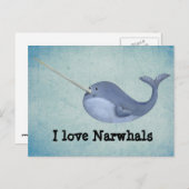 I Liebe Narwhals Postkarte (Vorne/Hinten)