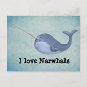 I Liebe Narwhals Postkarte (Vorderseite)