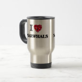 I Liebe Narwhals Reisebecher (Vorderseite Links)