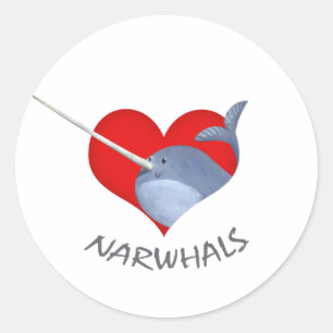 I Liebe Narwhals Runder Aufkleber