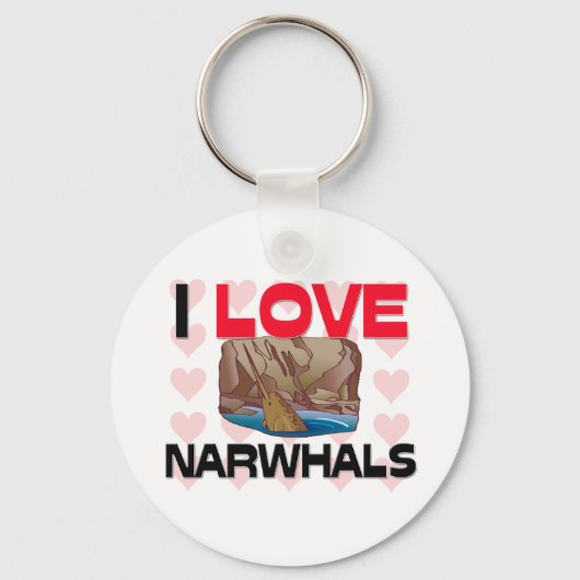 I Liebe Narwhals Schlüsselanhänger (Vorderseite)