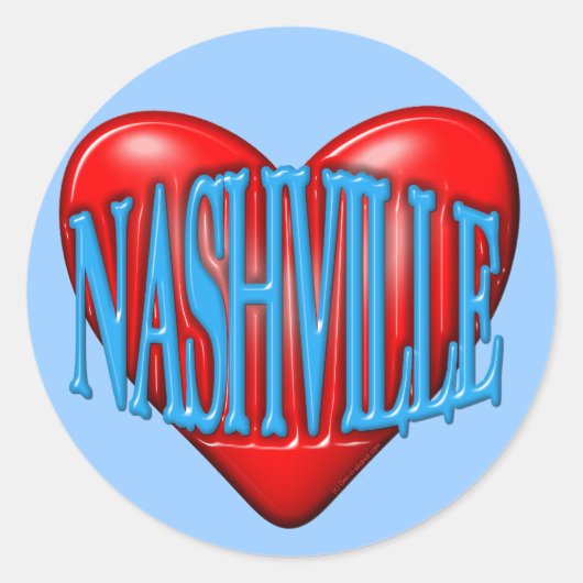 I Liebe Nashville Runder Aufkleber (Vorderseite)