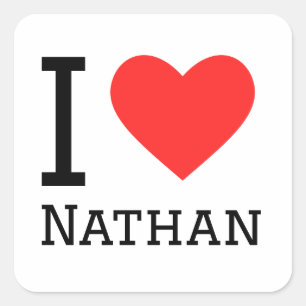 I Liebe Nathan Quadratischer Aufkleber