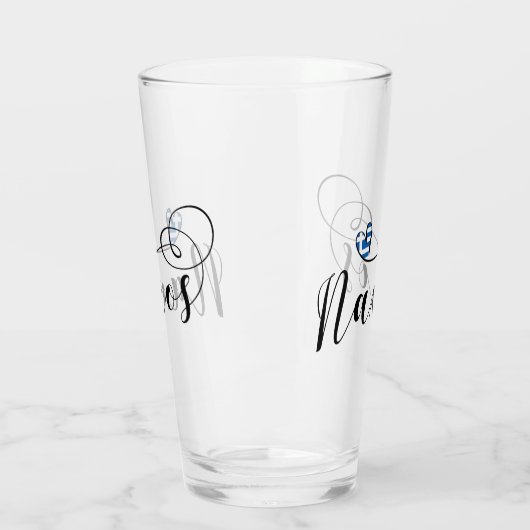 I Liebe Naxos, griechische Flagge Glas (Links)