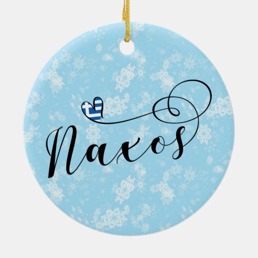 I Liebe Naxos, griechische Flagge Keramik Ornament (Hinten)