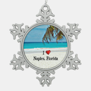 I Liebe Neapel, Florida Schneeflocken Zinn-Ornament
