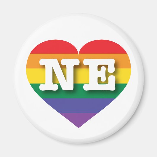 I Liebe Nebraska Gay Pride Rainbow Heart Magnet (Vorne)