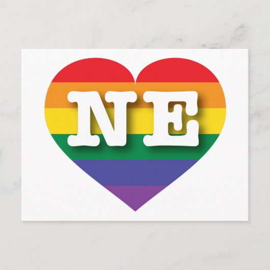 I Liebe Nebraska Rainbow Heart Postkarte (Vorderseite)