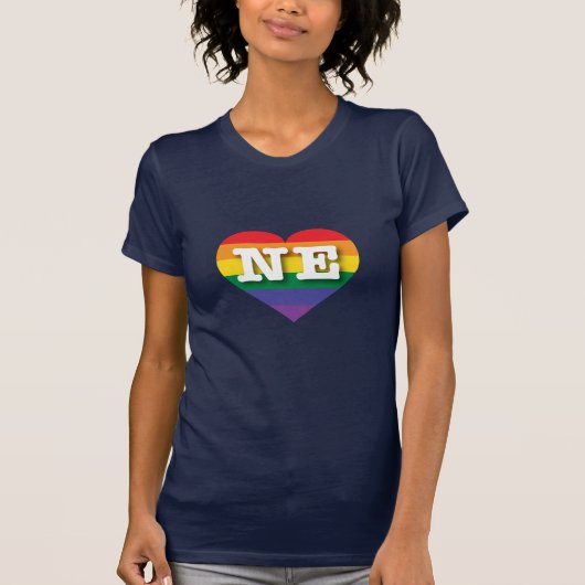 I Liebe Nebraska Rainbow Heart T-Shirt (Vorderseite)