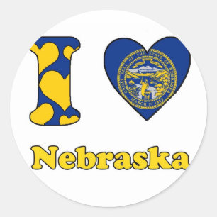 I Liebe Nebraska Runder Aufkleber