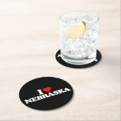 I LIEBE NEBRASKA RUNDER PAPPUNTERSETZER (Vor Ort)
