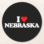 I LIEBE NEBRASKA RUNDER PAPPUNTERSETZER (Vorderseite)
