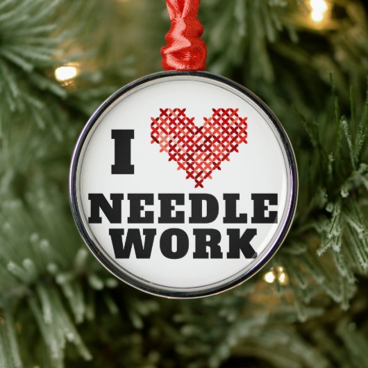 I Liebe Needlework Cross Stitch Ornament Aus Metall (Baum)