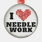 I Liebe Needlework Cross Stitch Ornament Aus Metall (Vorne)