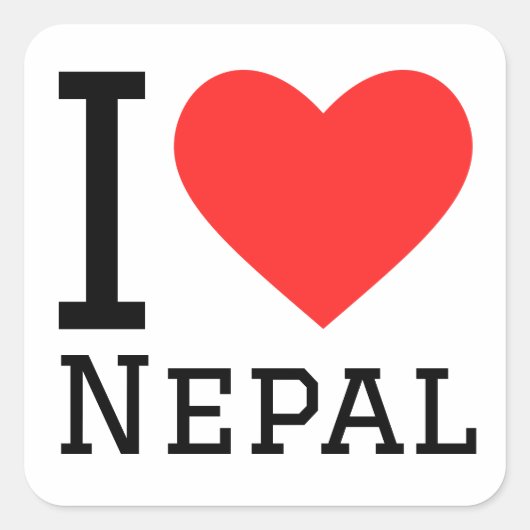 I Liebe Nepal Quadratischer Aufkleber (Vorderseite)