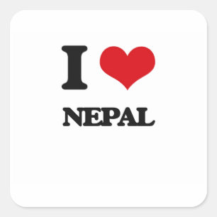 I Liebe Nepal Quadratischer Aufkleber