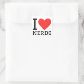 I LIEBE NERD QUADRATISCHER AUFKLEBER (Tasche)