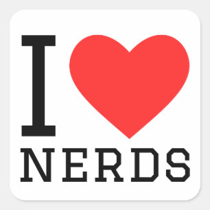 I LIEBE NERD QUADRATISCHER AUFKLEBER