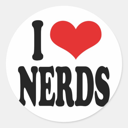 I LIEBE NERD RUNDER AUFKLEBER (Vorderseite)