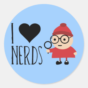 I LIEBE NERD RUNDER AUFKLEBER