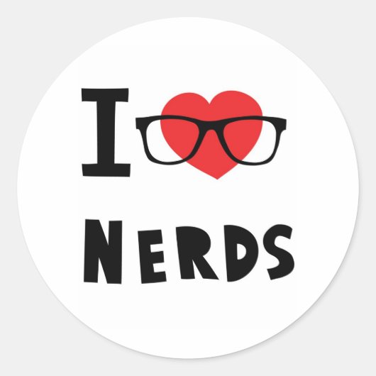 I LIEBE NERD RUNDER AUFKLEBER (Vorderseite)